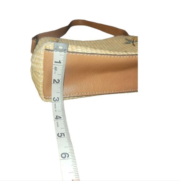 Vintage Fossil Woven Leather Beaded Floral Embellish Purse Shoulder Bag Handbag - Picture 14 of 16